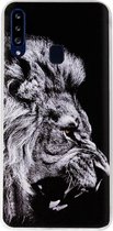 ADEL Siliconen Back Cover Softcase Hoesje Geschikt voor Samsung Galaxy A20s - Leeuw Zwart