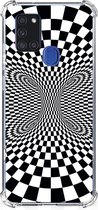 Siliconen Back Cover Geschikt voor Geschikt voor Samsung Galaxy A21s Telefoonhoesje met doorzichtige rand Illusie