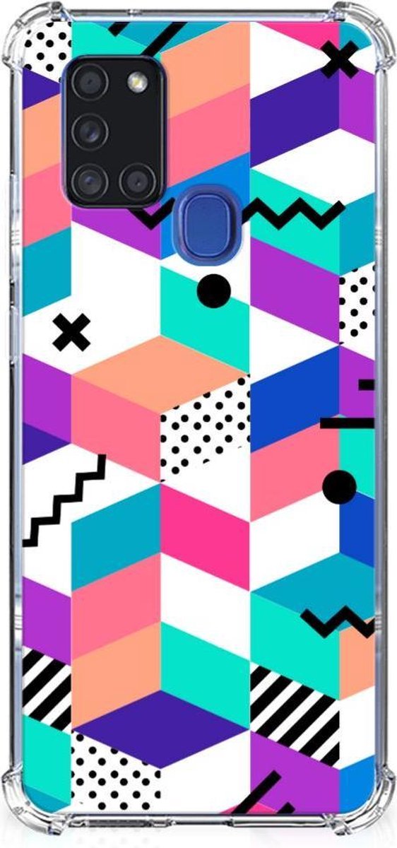 Samsung Galaxy A21s Shockproof Case Blokken Kleurrijk
