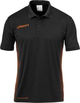 Uhlsport Score Polo Shirt Kind Zwart-Fluo Oranje Maat 164