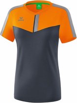Erima Squad T-Shirt Dames Slate Grijs-Monument Grijs-New Oranje Maat 42