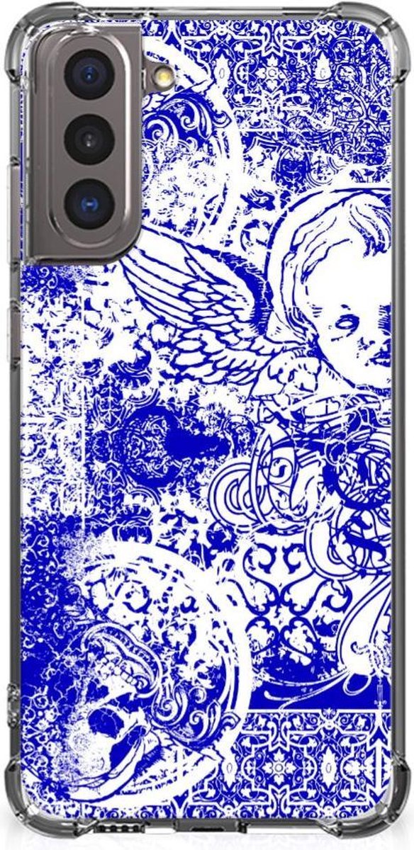 Extreme Case Samsung Galaxy S21 Angel Skull Blauw