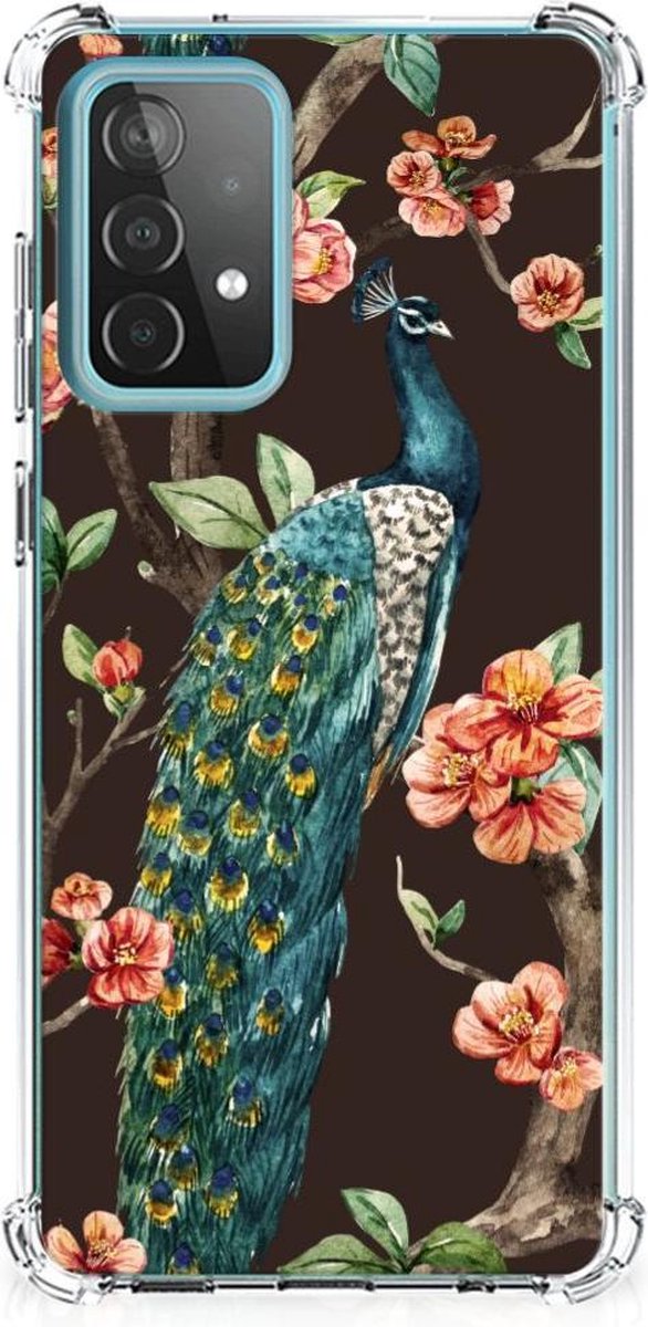 Samsung Galaxy A52 4G/5G Case Anti-shock Pauw met Bloemen