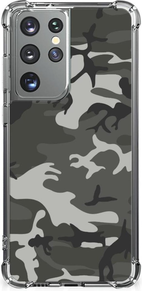 Samsung Galaxy S21 Ultra Doorzichtige Silicone Hoesje Army Light