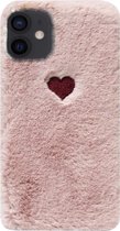 ADEL Siliconen Back Cover Softcase Hoesje Geschikt voor iPhone 12 Mini - Hartjes Roze