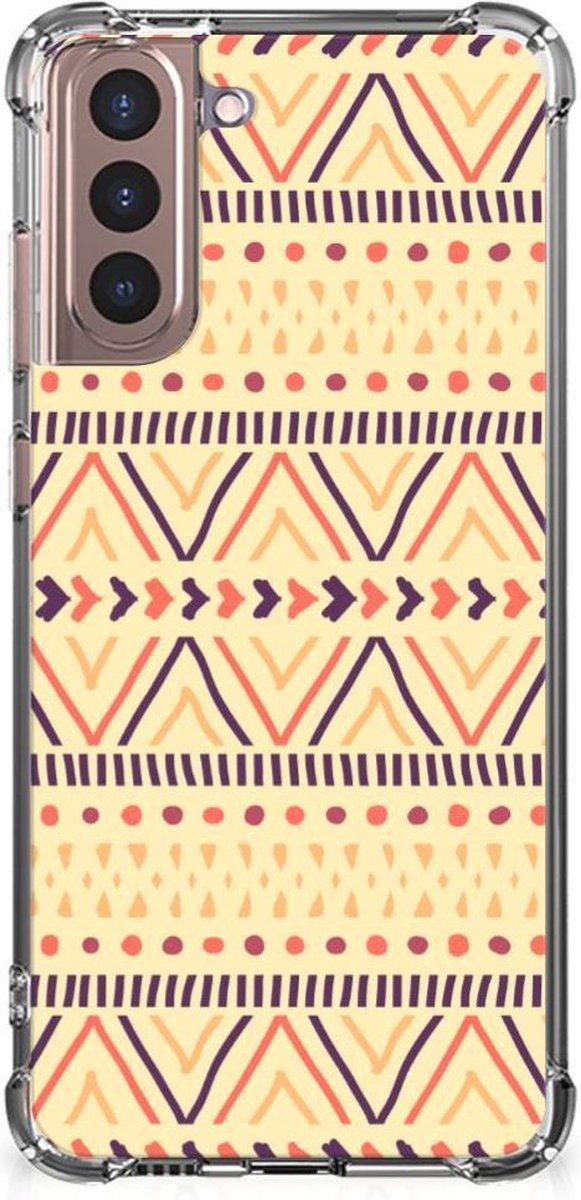 Samsung Galaxy S21 Plus Doorzichtige Silicone Hoesje Aztec Yellow