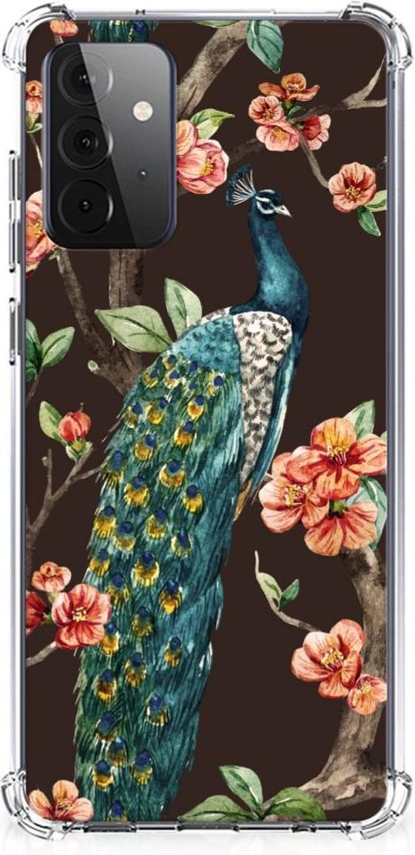 Samsung Galaxy A72 4G/5G Case Anti-shock Pauw met Bloemen