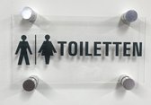 Bord dames en heren toilet - plexiglas 150 x 75 mm Inclusief 4 afstandhouders