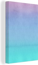 Canvas Schilderij Waterverf - Paars - Turquoise - 20x30 cm - Wanddecoratie