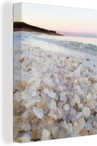 Grains de sel au bord de la mer morte en gros plan 60x80 cm - Tirage photo sur toile (Décoration murale salon / chambre) / Mer et plage