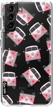 Casetastic Samsung Galaxy S21 Plus 4G/5G Hoesje - Softcover Hoesje met Design - Little Casetastic Vans Pink Print