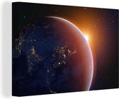 Lever de soleil sur la terre Toile 90x60 cm - Tirage photo sur toile (Décoration murale salon / chambre)