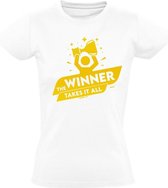 The winner takes it all Dames t-shirt | winaar | geslaagd | grappig | cadeau | Wit