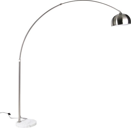 QAZQA xxl - Moderne Booglamp | Vloerlamp | Staande Lamp - 1 lichts - H 2690 mm - Staal - Woonkamer | Slaapkamer