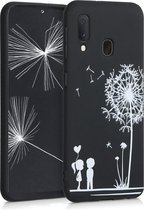 kwmobile telefoonhoesje compatibel met Samsung Galaxy A20e - Hoesje voor smartphone in wit / zwart - Paardenbloemen Liefde design