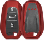 kwmobile autosleutelbehuizing voor Peugeot Citroen 3-knops Smartkey autosleutel (alleen Keyless Go) - Sleutelbehuizing autosleutel - Sleutelhoes in hoogglans rood