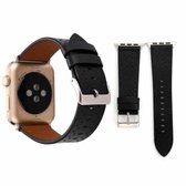 Voor Apple Watch Series 3 & 2 & 1 42mm Small Cave lederen polshorloge band (zwart)