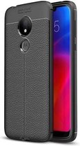 Litchi Texture TPU schokbestendig hoesje voor Motorola Moto G7 Power (zwart)