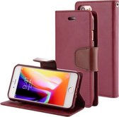 GOOSPERY SONATA DAGBOEK Voor iPhone SE 2020 & 8 & 7 Zakelijke stijl magnetische sluiting Horizontale flip lederen tas met houder & kaartsleuven & portemonnee (wijnrood)