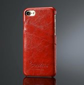 Fierre Shann Retro Oil Wax Texture PU lederen hoes voor iPhone SE 2020 & 8 & 7, met kaartsleuven (rood)