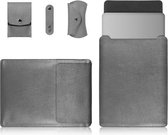 4 in 1 laptop PU lederen tas + powerbag + kabelbinder + muistas voor MacBook 15 inch (grijs)