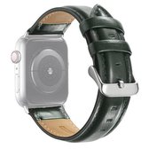 Zwarte lederen band met gesp voor Apple Watch Series 6 & SE & 5 & 4 40 mm / 3 & 2 & 1 38 mm (donkergroen)