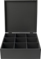 Gusta Theedoos 9 Vaks 23x23cm Antraciet