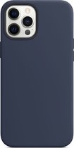 Mobigear Hoesje geschikt voor Apple iPhone 12 Pro Siliconen MagSafe Telefoonhoesje | Mobigear Rubber Touch Backcover | Geschikt voor MagSafe | Geschikt voor Draadloos Opladen met Magnetische Ring | MagSafe Case - Marineblauw