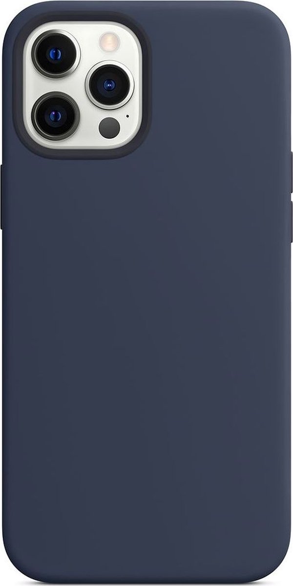 Mobigear Hoesje geschikt voor Apple iPhone 12 Pro Siliconen MagSafe Telefoonhoesje | Mobigear Rubber Touch Backcover | Geschikt voor MagSafe | Geschikt voor Draadloos Opladen met Magnetische Ring | Geschikt voor MagSafe Case - Marineblauw