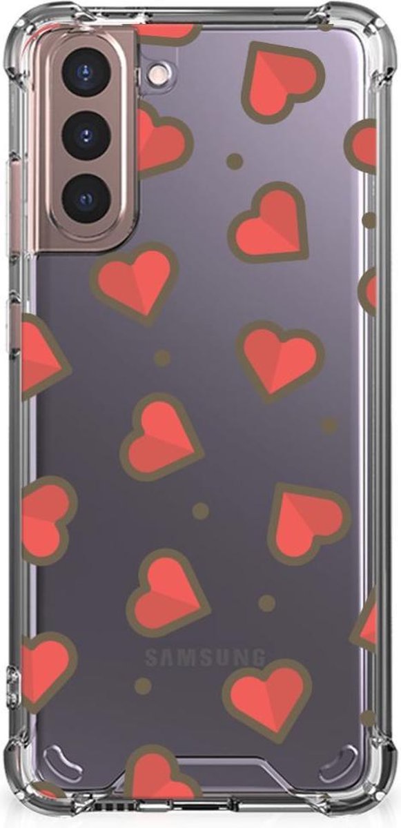 Samsung Galaxy S21 Plus Doorzichtige Silicone Hoesje Hearts