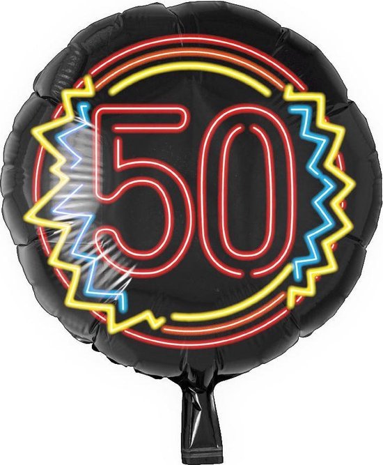 Helium Ballon 50 Jaar Neon 46cm leeg