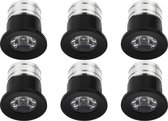 LED Veranda Spot Verlichting 6 Pack - 3W - Warm Wit 3000K - Inbouw - Rond - Mat Zwart - Aluminium - Ø31mm