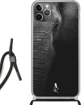 iPhone 11 Pro Max hoesje met koord - Elephant Black and White