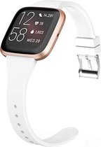 Shop4 - Geschikt voor Fitbit Versa 2 Bandje - Siliconen Dun Wit