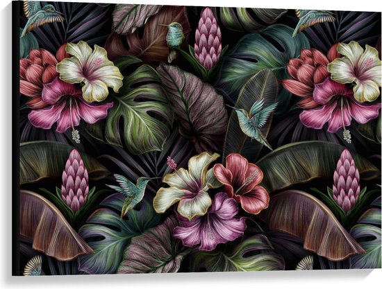 Canvas - Verschillende Kleuren Bloemen en Bladeren - 100x75cm op | bol.com