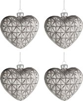 Doos Van 4 Kerstballen Hart Print Glas Grn/Beige Small