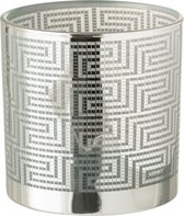 J-Line Theelichthouder Labyrint Glas Zilver/Blauw Large