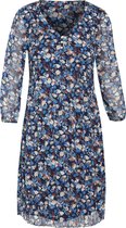 Cassis - Female - Jurk in plissévoile met een bloemenprint  - Blauw