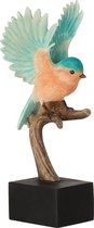 J-Line Vogel Op Tak Poly Zalm/Azuur Small