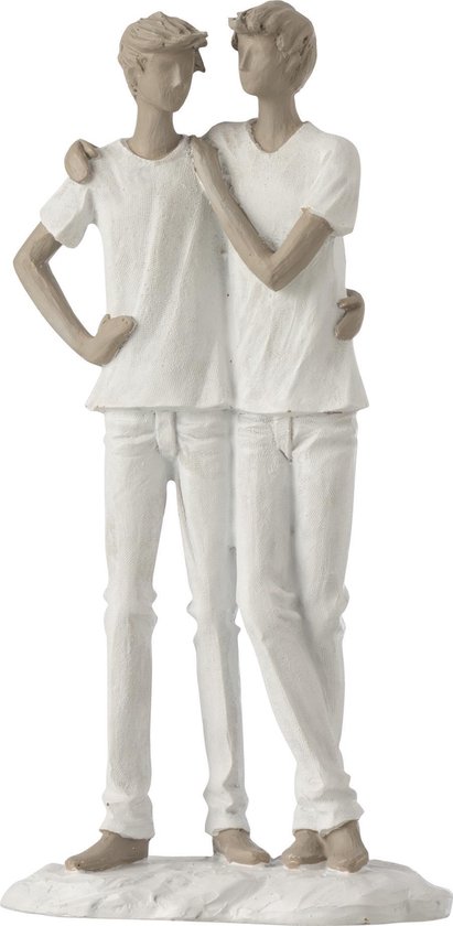J-Line Figurine Deux hommes, frère ou partenaire cadeau, statue moderne en polyrésine, cadeau pour frères, partenaires et anniversaires, figurines déco modernes pour salon, hauteur 26 cm