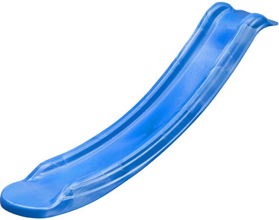 Blauwe SwingKing glijbaan van 1,2 meter lang, met opstaande randen en een platte instap.
