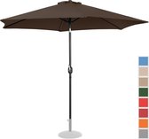 Uniprodo Grote parasol - bruin - zeshoekig - Ø 300 cm- kantelbaar