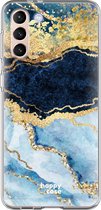 HappyCase Samsung Galaxy S21 Hoesje Flexibel TPU Blauw Marmer Print