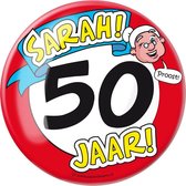 Paperdreams - XL Button - 50 jaar Sarah - Doorsnee 10 cm