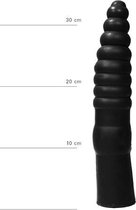 Bundle - All Black - Geribbelde Dildo - 34 cm met glijmiddel