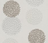 Bloemen behang Profhome 372643-GU vliesbehang licht gestructureerd met bloemen patroon mat bruin grijs beige 5,33 m2