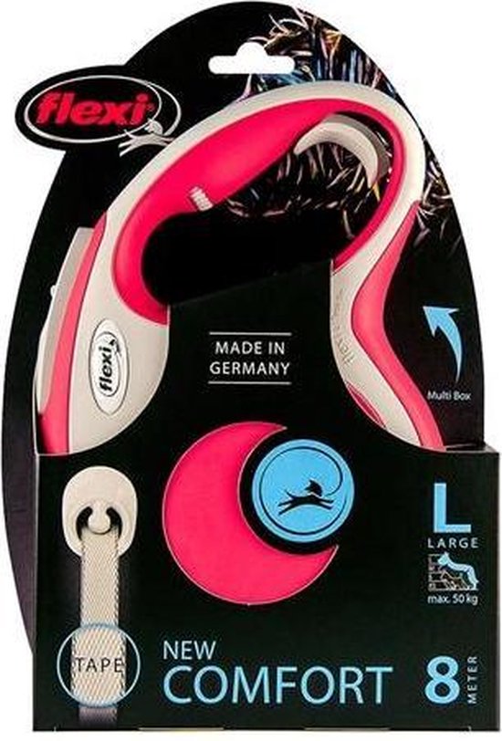 Flexi New Comfort Tape - Hondenriem - Rood/Zwart - L - 8 m - (<50 kg)