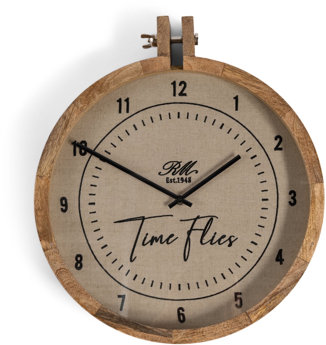 Riviera Maison RM Time Flies Wall Clock - Wandklok - Natural - 48.0 x 48.0