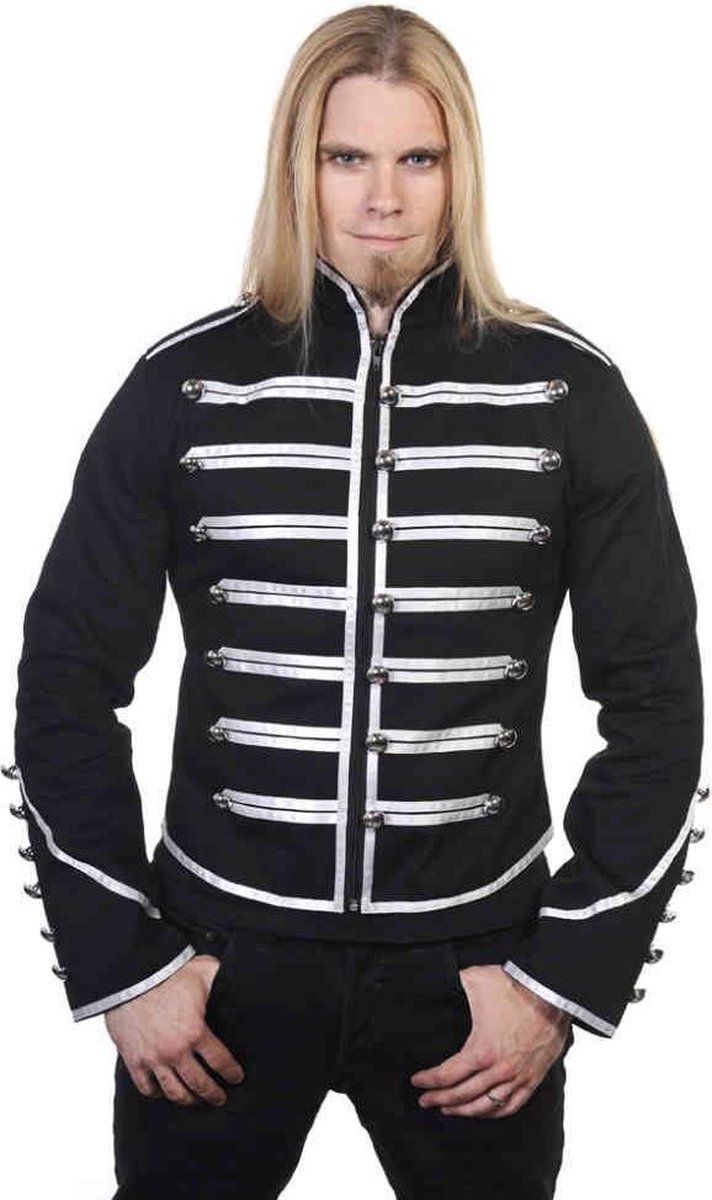 Banned - Military Drummer Jacket - M - Zwart/Zilverkleurig