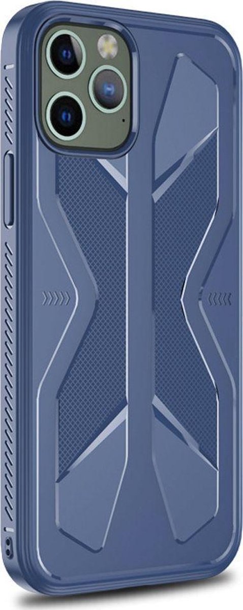 Mobigear Hoesje geschikt voor Apple iPhone 12 Pro Max Telefoonhoesje Flexibel TPU | Mobigear Armor Backcover Shockproof | Schokbestendig iPhone 12 Pro Max Telefoonhoesje | Anti Shock Proof - Blauw
